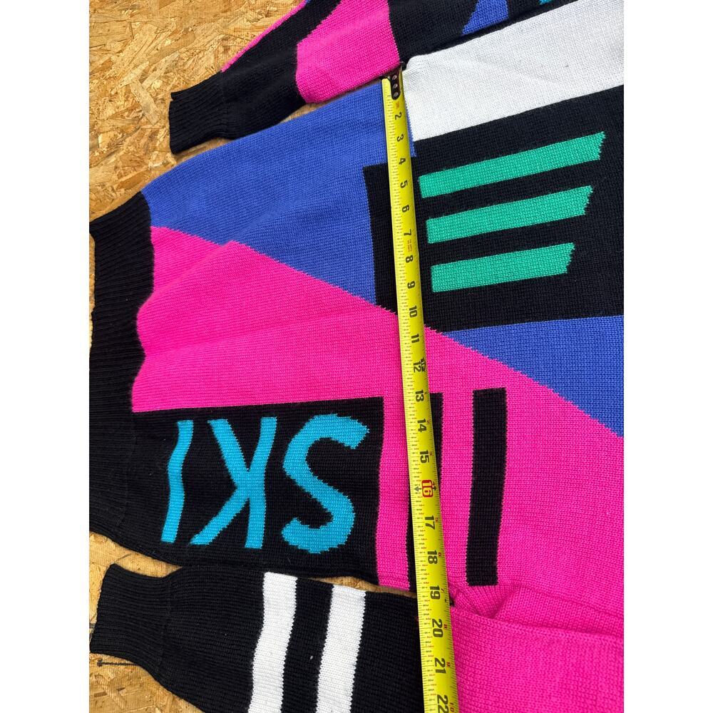 Vintage 80s Tyrolia Ski Wool Sweater Novelty Abstract Graphic - Adult Size M - Picture 3 of 7